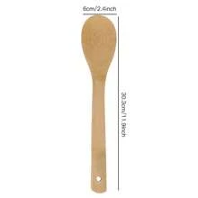 8 piezas/1 pieza Juego de utensilios de cocina de bambú con cubo de almacenamiento para cubiertos y pinzas para alimentos - Albaricoque - Ver 7