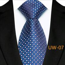 GOADAFOO 奢华 8CM 男士领带皇家蓝色纯色条纹佩斯利领带男士新郎提花编织领带适合商务婚礼派对