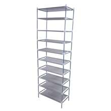 Simple Assembly 10 Tiers Non-Woven Fabric Shoe Rack Gray