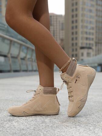 Fall/Winter 2025 Women's Couples Style Ankle Boots, Handmade Stitching British Style Work Shoes, Slip-On Casual Rubber Anti-Slip Outsole, Fashion Versatile