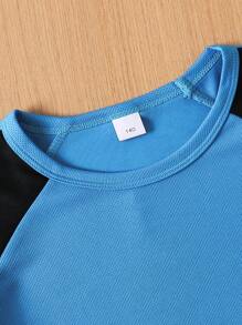 5pcs Summer Mesh Stitching Quick-Dry Round Neck Short Sleeve T-Shirt Set, Fashion Casual Sportswear For 7-11 Years Old Students & Outdoor Activities - Multicolor - View 4