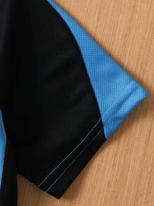 5pcs Summer Mesh Stitching Quick-Dry Round Neck Short Sleeve T-Shirt Set, Fashion Casual Sportswear For 7-11 Years Old Students & Outdoor Activities - Multicolor - View 3