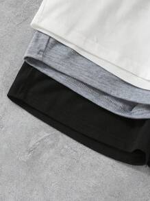 3pcs/Pack Boys' Black, Gray, White Running Sports Shorts, Comfortable & Breathable For Summer