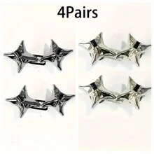 2/4 Stücke einstellbarer Taillenmieder, nahtlose Raffvorrichtung für Skinny Jeans, abnehmbarer Stern-Strass-Jeansschnallenbesatz, Metall-Taillengürtel-Raffsieb, geeignet für Hosen und Röcke - Silber/Schwarz