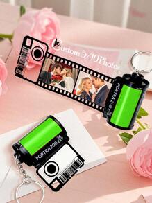 1pc Custom Film Photo Keychain For Couple, Personalized Couple Photos Film Roll Keychain, Custom Camera Film Keychain, Custom Keychain With Picture, Customized Photo Keychain Reel Album Photo Couple Gifts, Custom Camera Roll Gift, Camera Film Roll Keyring For Couple, Personalized Custom Camera Film Roll Keychain With Colorful, Gift For Best Friend, Mother's Day Gift, Memory Gift Gift For Girlfriend/Boyfriend