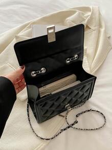 Fashion Solid Color Quilted Square Chain Shoulder Bag, Versatile Flap Banquet Evening Bag New Lightweight Handbag & Purse, Daily Commuting Messenger Bag For White Collar And Student, Casual Mobile Phone Coin Crossbody Bags