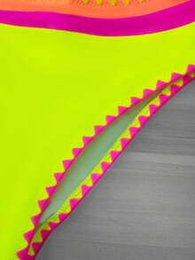 popvil Women 2-Piece Color Block Bandeau Triangle Bikini Set, Summer Swimming Pool Beach Vacation Bikini Set Summer Beach - Multicolor - View 4