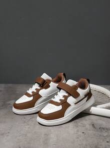 1 双儿童皮革透气、防水、耐磨轻便 EVA 跑鞋，经典低帮运动鞋，适合男孩和女孩，四季皆宜 - 咖啡棕 - 查看 3