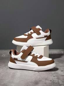 1 双儿童皮革透气、防水、耐磨轻便 EVA 跑鞋，经典低帮运动鞋，适合男孩和女孩，四季皆宜 - 咖啡棕 - 查看 2