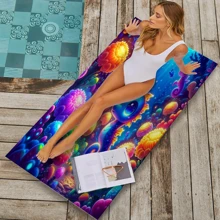 1pc Absorbent Beach Towel With Aquatic Animal Print, Quick Dry Swimming Towel, Soft & Comfortable Pool Towel, Suitable For Men And Women, Beach Essential Summer,Holiday