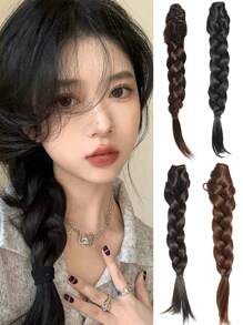 14 Inch Claw Clamp Woven Ponytail Hair Extension, Heatproof Synthetic Braiding Hair, Suitable For Women & Girls, Party & Daily Use - Multicolor - View 3