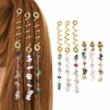 6 stuks natuurstenen hanger spiraal slangvormige haarspoel dreadlock kralen met haak boho