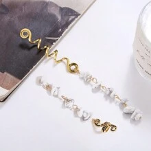 6 stuks natuurstenen hanger spiraal slangvormige haarspoel dreadlock kralen met haak boho