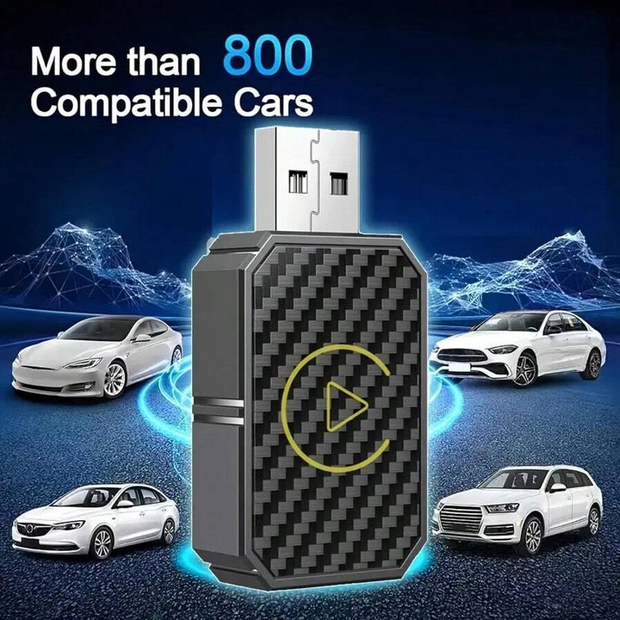 "Wireless CarPlay Adapter & 2-In-1 USB-C Converter, Compatible With IPhone And Android. Portable, Plug-And-Play, Supporting Music Streaming, Phone Calls And Navigation. With Universal Compatibility, Built-In Wireless Technology And No Battery Needed." - Black - View 1