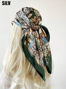 1 件 90 厘米佩斯利图案方形围巾，可作为头巾、头巾或头巾日常使用，头巾、发带、头带非常适合装扮您的外观 - 彩色 - 查看 37