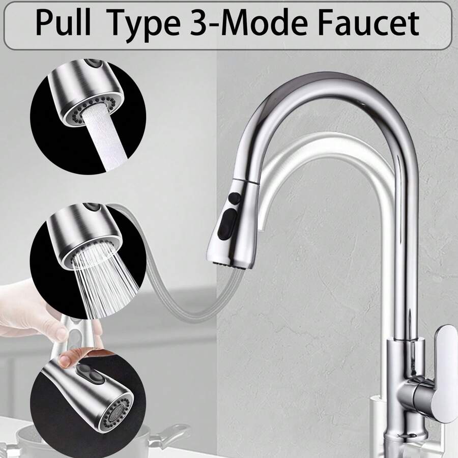 Stainless Steel Gun Gray Kitchen Sink Pull-Out Faucet Household Sink Sink Rotating Hot And Cold