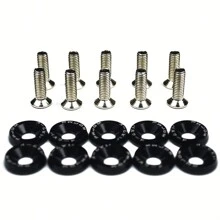 1 Set (20pcs Total) Includes 10pcs M6 Aluminum Alloy Polished Flat Washers And 10pcs Bolts, Bumper & Engine Recessed Screws For Car Styling Plate Installation And Decoration - one-size - View 15