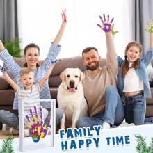 1 Peça Kit de Impressão Manual DIY para Casa - Kit de Impressão de Mão e Pé, Caixa de Sombra - Quadro de Madeira Impresso DIY, Caixa de Memória de Madeira, Sem Eletricidade Necessária, Inclui 4 Peças de Folhas de Acrílico Transparente para Decoração Doméstica, Sala de Estar, Quarto, Sala de Estar, Escola, Escritório, Decoração de Mesa, Presente para Família, Amantes e Amigos