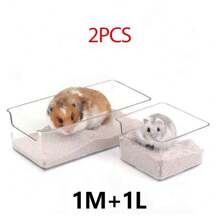 1pc/2pcsMultifunctional Hamster Toilet Basin, Transparent And Convenient For Both Uses. It Is Not Only A Splash-Proof Bathtub, Which Can Give Hamsters A Comfortable Bath; It Is Also A Sand Bath Basin And Rectangular Bedpan, Suitable For Golden Bears, Hamsters And Other Small Animals. - Clear - View 14