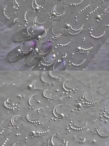 1pc 5D Retro Style Japanese White Pearl Crystal Line Decals Nail Art Decoration Stickers DIY Nails Nail Supplies - White - View 6