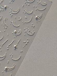 1pc 5D Retro Style Japanese White Pearl Crystal Line Decals Nail Art Decoration Stickers DIY Nails Nail Supplies - White - View 5