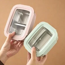 WORTHBUY 1 个 304 不锈钢分隔便当盒带盖，便携式密封防漏午餐盒，带隔间的保温午餐盒，水果沙拉食品储存容器，可用洗碗机、冰箱和微波炉清洗，适合学生和成人在家中、学校、宿舍、办公室、户外露营、野餐、旅行、上学时使用