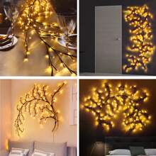 1 PC 96 LED 6Ft Flexible Brown Vine Bendable Willow Fairy Lights With 8 Modes Twinkle Artificial Tree Branches For Wall Tabletop Stairs Wedding Party Decorations USB Powered For Indoor Room Home Decor ,With 20 Fixed Buckles- Perfect For Bedroom, Party, And Holidays  Decorations - Plastic Lamp Shade, Low Voltage Operation