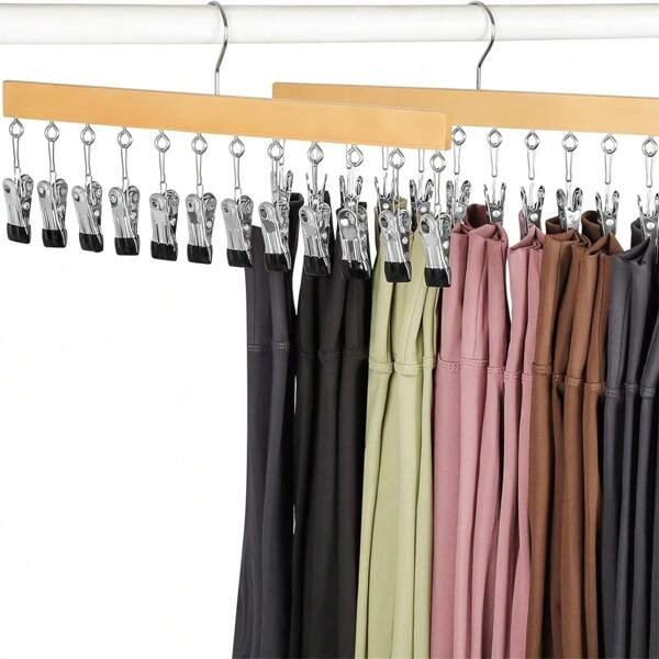 1 pieza Percha de madera versátil con 12 pinzas, Secadora de ropa multifuncional perfecta para organizar ropa interior, corbatas, camisetas sin mangas, bufandas y cinturones, Solución de almacenamiento ideal para el hogar para el baño, dormitorio, armario, armario, hogar y dormitorio, Mejora tu espacio con una organización elegante y práctica