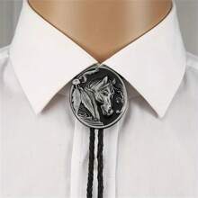 1pc Retro Paisley Pattern Long Horn Cattle Head Western Cowboy Bolo Tie, Casual Party Wedding Groomsman Bowtie, Fashionable Casual Shirt Tie, Men Street Style Necklace, Best Gift Choice Men Necktie - Mixed Denim Bolo Tie - View 20