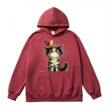 1 pieza/2 piezas/3 piezas Pegatina transferible con calor estilo DIY de gato y pájaro - Lavable, apta para camisetas, vaqueros, suéteres, bolsos y almohadas