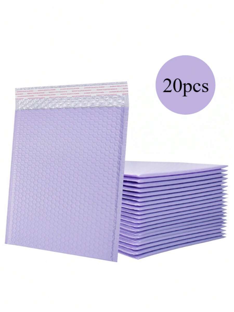 20pcs/Pack Purple Self-Adhesive Bags, Thick Packaging Bags, Wholesale Matte Foam Bubble Bags,School Supplies,Back To School