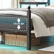Twin Bed Frame With Charging Station, Metal Bed Frame With Port And Outlet, Black - Black - View 6
