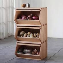 Stackable Solid Wood Storage Chests,Hall Entryway Cabinet,Modular Wooden Toy Box,Bins With Lids,Closet Storage Organizers,Drawers,Potato,Onion,Bread,Classify By Items,19.5"W(3 Pack) - màu nâu - Xem 3