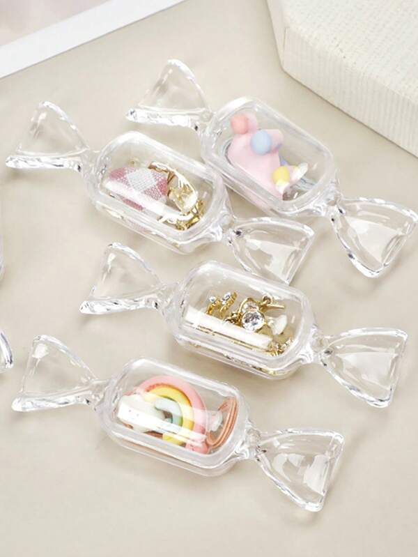10pcs Mini Candy Box Earring Jewelry Storage Box, Cute Candy Shaped Transparent Plastic Boxes