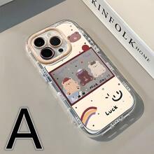 手机吊饰，手机挂绳，一只熊，彩虹，表情符号，卡通，一面镜子手机保护壳可用作化妆镜兼容iPhone16/7/8/11/12/13/14/15/X/XR/Xs/Plus/Pro/Pro Max/SE2 - 米色 - 查看 12