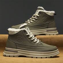 Neue Stil Mittelhohe Lässig Herrenschuhe, & vielseitiges Design, weiche Fütterung für Komfort, wasserdichtes Lederobermaterial, Schnürung, rutschfeste & langanhaltend Laufsohle, Outdoor Lässig Arbeitsschuhe