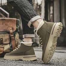 Neue Stil Mittelhohe Lässig Herrenschuhe, & vielseitiges Design, weiche Fütterung für Komfort, wasserdichtes Lederobermaterial, Schnürung, rutschfeste & langanhaltend Laufsohle, Outdoor Lässig Arbeitsschuhe