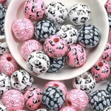 10pcs Cow Printed Beads Wooden Spacer Beads Assorted For Jewelry Making DIY Bracelets & Necklaces - C04130 16mm - View 3
