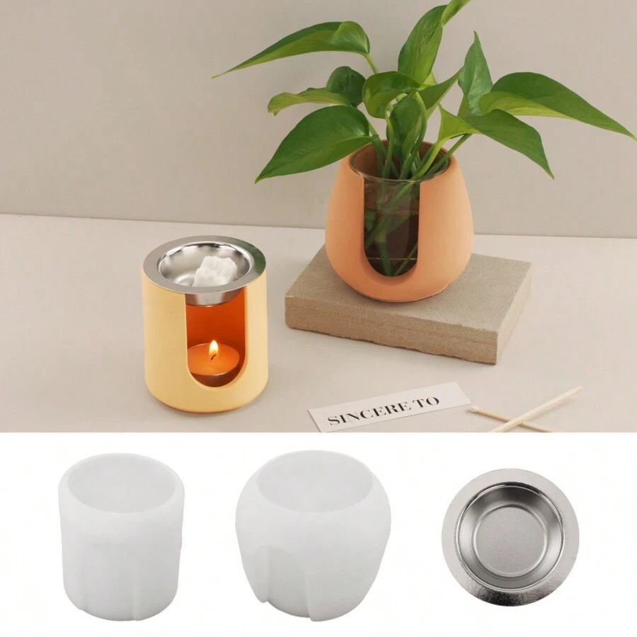 高品质多功能硅胶树脂铸造模具：非常适合制作水培花瓶、蜡烛香薰扩散器、圆柱环氧艺术品、DIY 家居装饰品、精油炉、香薰蜡熔体，以及作为手动活动教学辅助工具。