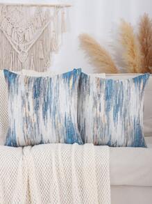 Miater 1pc Geometric Jacquard Silk-like Decorative Pillowcase
