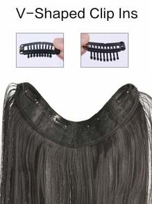 U-förmige synthetische 4 Clip In Haarverlängerungen, kurzer glatter Haarstil, Haarteil 30cm, Naturperücke für Frauen