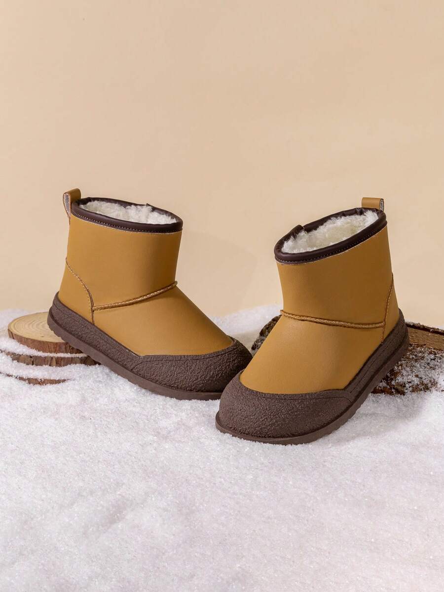 Cute Baby Girls Winter Warm Flat Ankle Boots, Casual Outdoor Children Booties - Brown - View 1