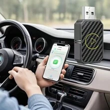 "Wireless CarPlay Adapter & 2-In-1 USB-C Converter, Compatible With IPhone And Android. Portable, Plug-And-Play, Supporting Music Streaming, Phone Calls And Navigation. With Universal Compatibility, Built-In Wireless Technology And No Battery Needed." - Black - View 8