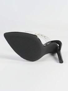 Sandalias de tacón alto con punta puntiaguda y correa de vidrio transparente para mujer, de unicolor y estilo minimalista, elegantes para fiestas y eventos, tacones de aguja blancos