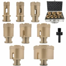 Gold 1/5/6/8/12PCS Set M14 Thread Dry Vacuum Brazing Marble Masonry Drilling Saw Diamond Drill Bit, Suitable For Ceramic Tiles, Granite And Marble - Multicolor - View 8