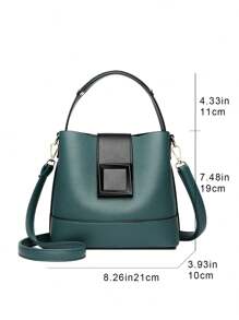 Women's Fashion Shoulder Bag Classic Pu Leather Bucket Bag Lychee Pattern Messenger Bag Elegant Women's Handbag