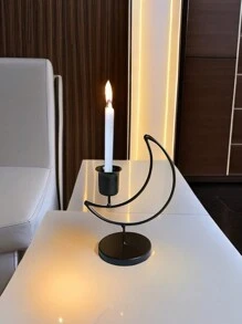 1个金属新月形烛台，适合开斋节烛台，可放置于客厅、书房、卧室和餐桌上，家居装饰，斋月装饰（黑色、金色） - 彩色 - 查看 11