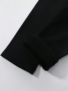 ملابس داخلية عالية الخصر قابلة للغلق بالأزرار وتنحيف القوام مع بطانة حرارية من الفليس - الأسود - مشاهدة 7