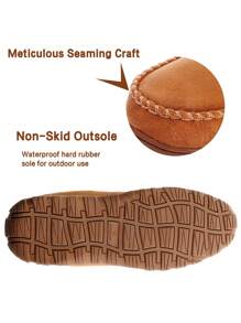 Men Moccasin Slippers With Cozy Faux Fur Lining, Memory Foam Comfort & Hard Sole, Indoor Outdoor House Shoes Classic Style - 米色 - 查看 6