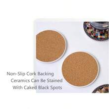 Ceramic Coaster Anti-Slip Heat Insulation Absorbent Soft Cork Ceramic Mosaic Tea Cup Mat